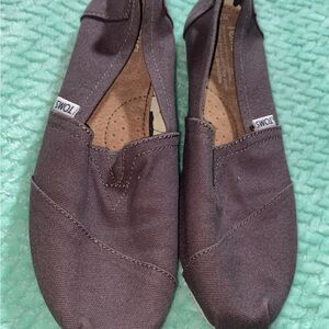 TOMS Dark Brown Canvas Slip-Ons